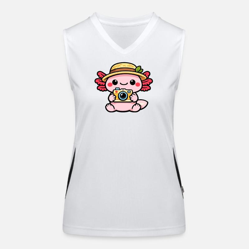 Axolotl Camera Kawaii Straw Hat Magic Women's Functional Contrast Tank Top
