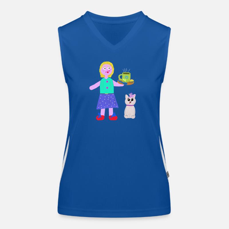 Fröhliche Mädchen Kaffee Praline Katze Funktionelles Kontrast-Tank Top für Frauen