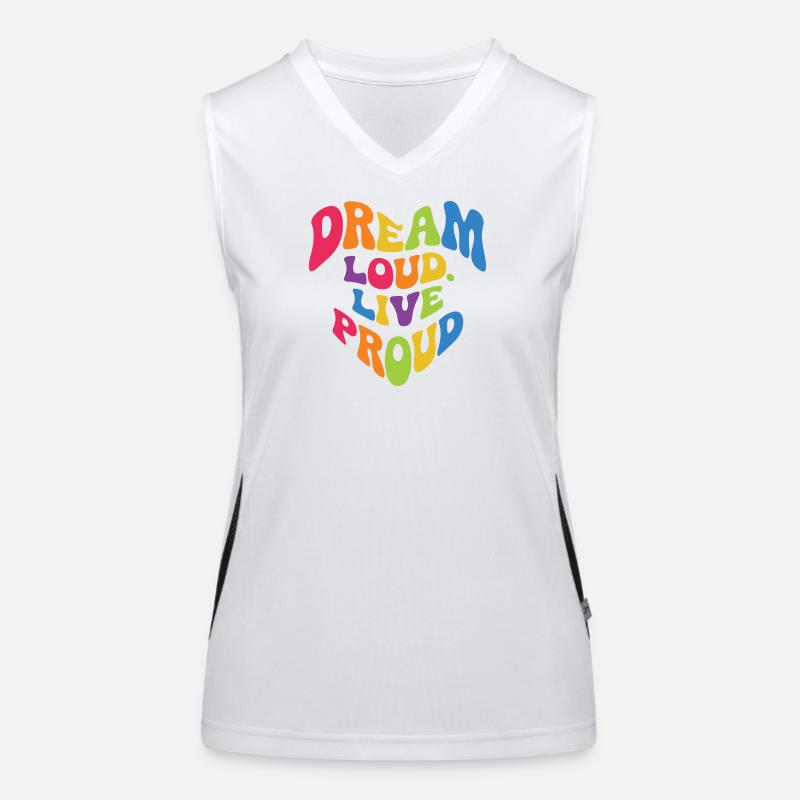 LGBT-Pride-Monat – Träum laut. Lebe stolz. Funktionelles Kontrast-Tank Top für Frauen