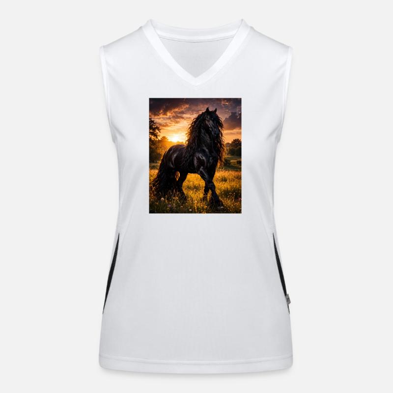 Abendlicht Schwarzpferd Funktionelles Kontrast-Tank Top für Frauen