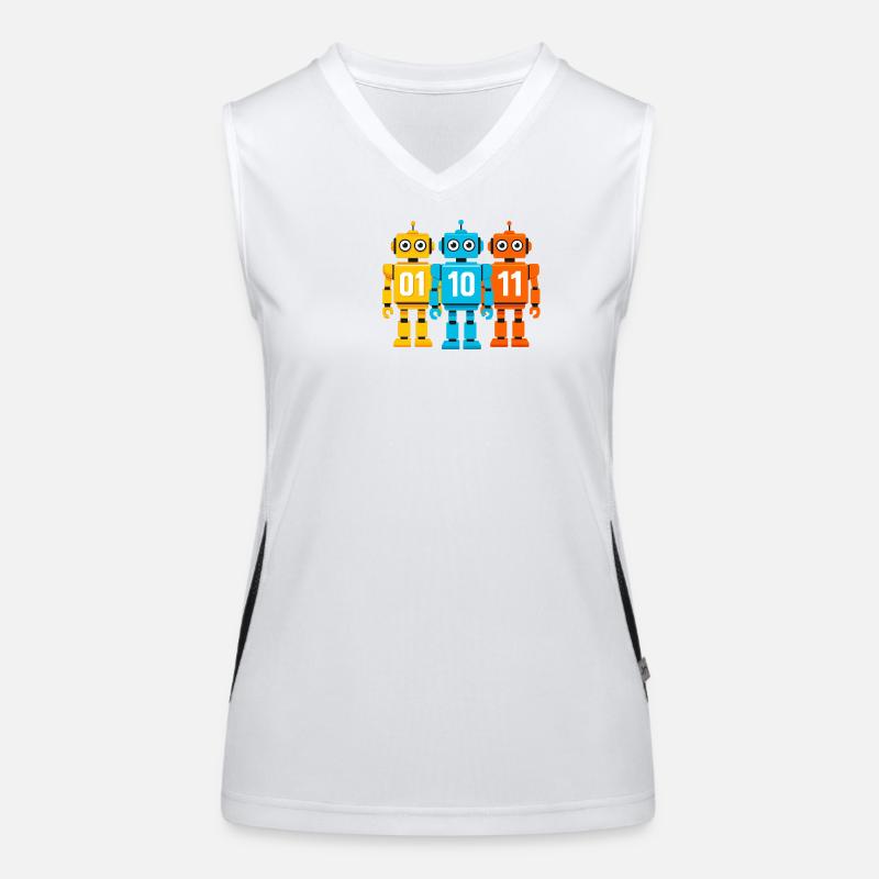 Robot 01 10 11 – Binary Sci-Fi Design Women's Functional Contrast Tank Top