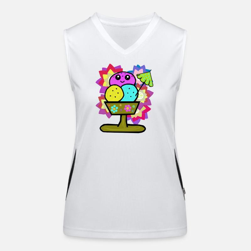 Retro Eis Eiskrem Eisbecher Vintage Blumen  Funktionelles Kontrast-Tank Top für Frauen