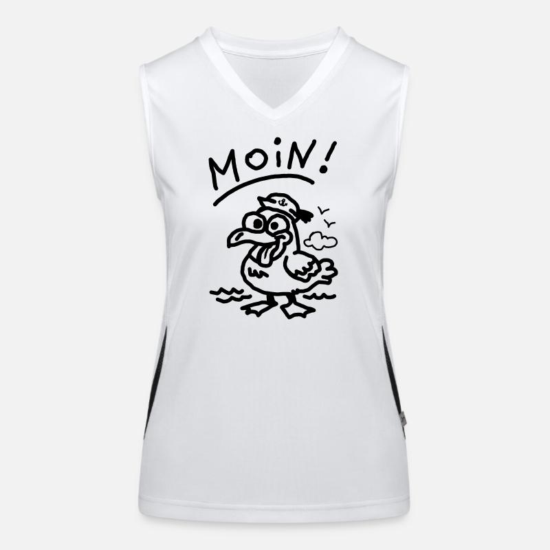 Moin dämliche Möwe witzige Möwe meer urlaub strand Funktionelles Kontrast-Tank Top für Frauen