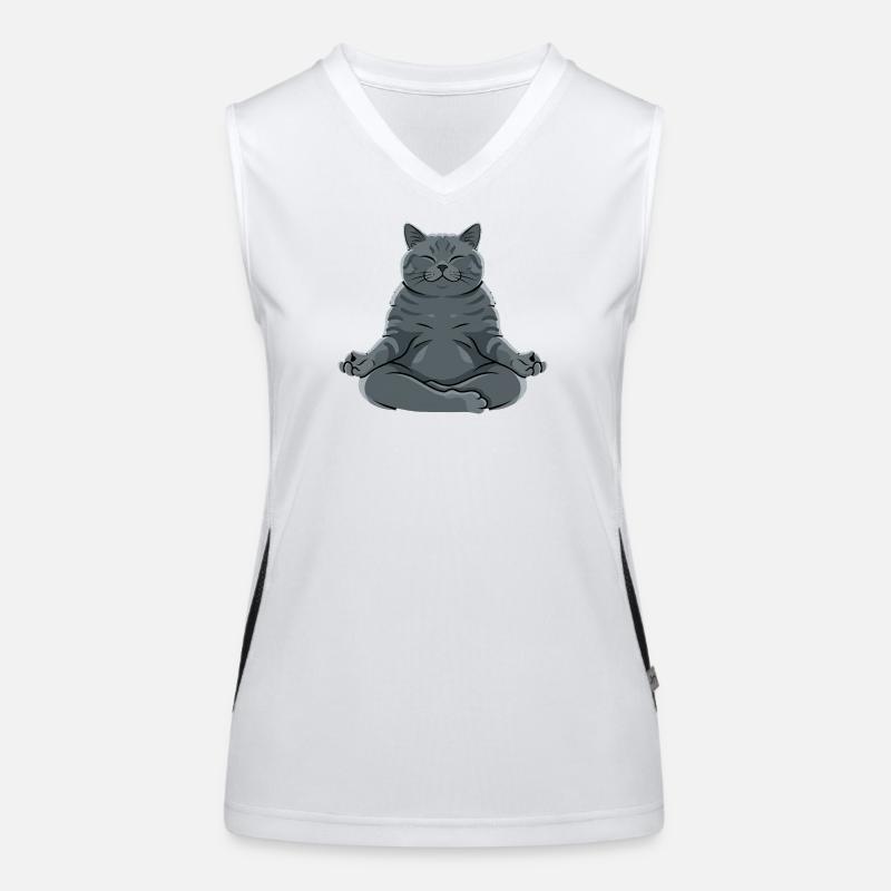 Meditierende Graue Katze Funktionelles Kontrast-Tank Top für Frauen
