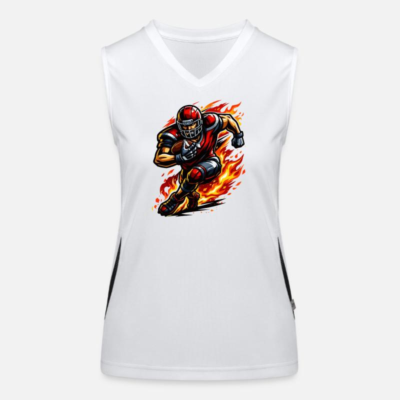 Flammender Footballläufer Funktionelles Kontrast-Tank Top für Frauen