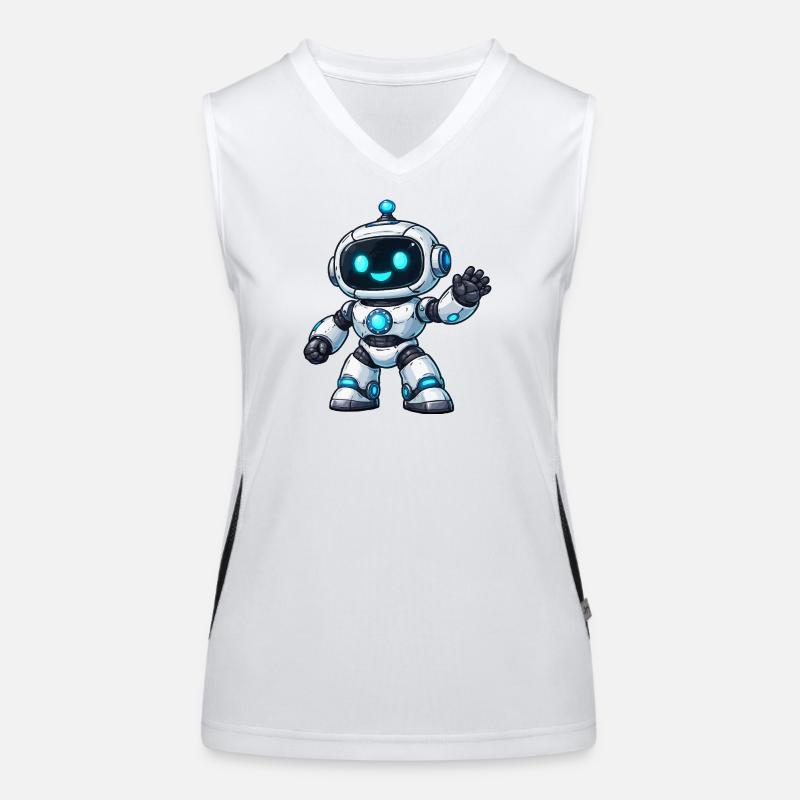 Little Neon Robot Greeting Women's Functional Contrast Tank Top
