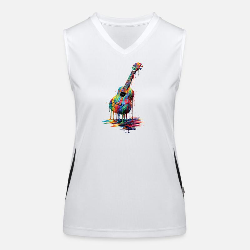 Ukulele mit tropfender Farbe Funktionelles Kontrast-Tank Top für Frauen