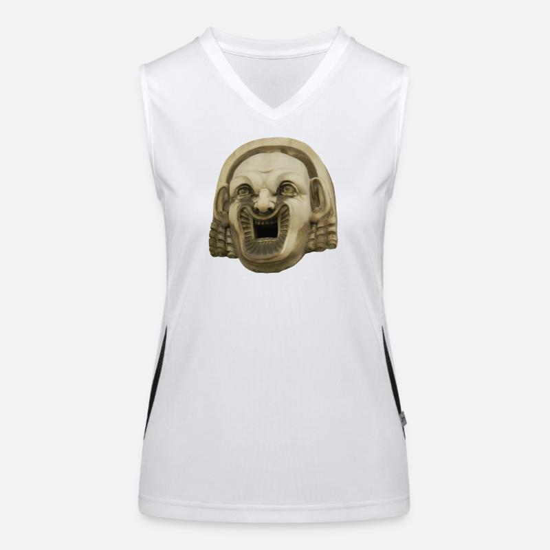 Lachende Steinmaske Funktionelles Kontrast-Tank Top für Frauen