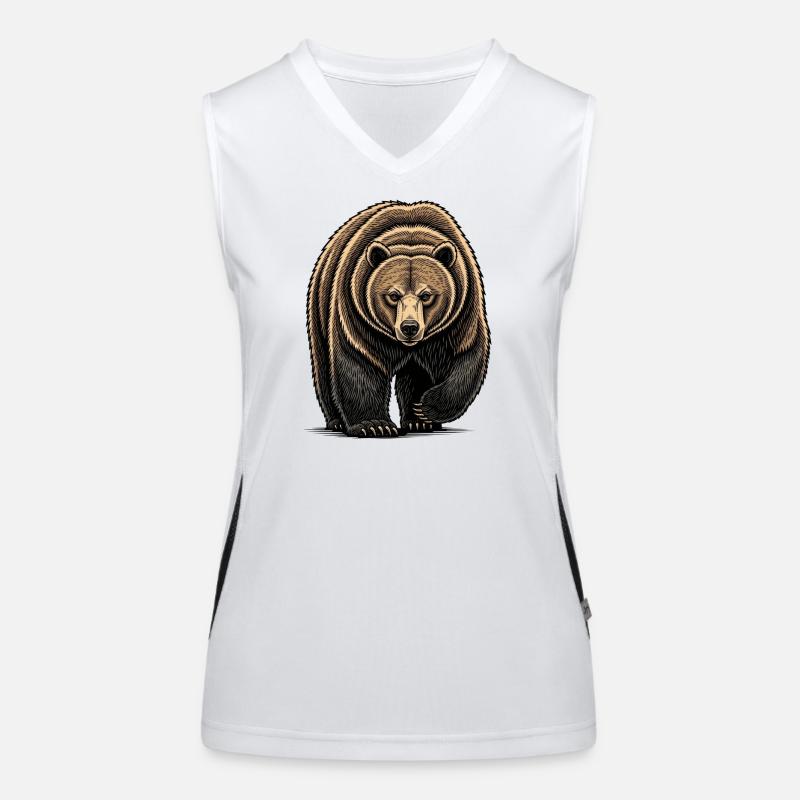 Illustration d’art au trait de Bear Watcher Débardeur respirant contrasté Femme