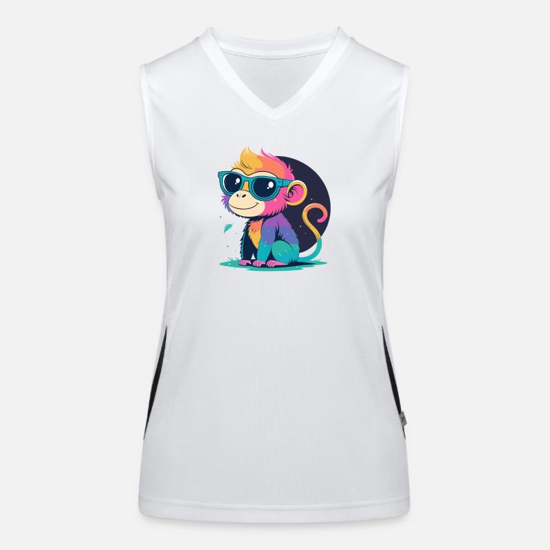 Regenbogenaffe mit Brille Funktionelles Kontrast-Tank Top für Frauen