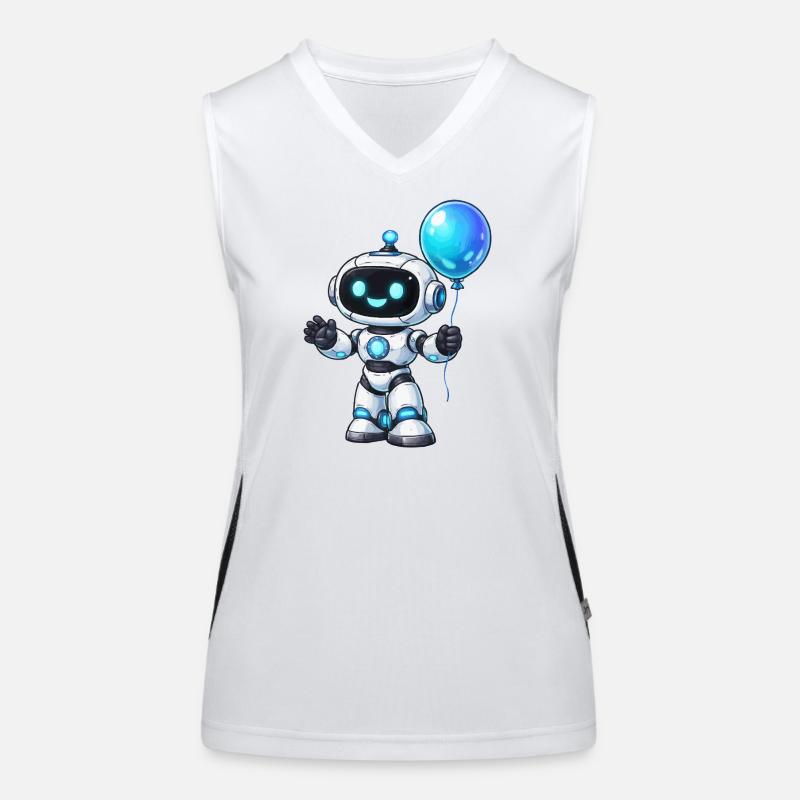 Small robot with balloon Women's Functional Contrast Tank Top