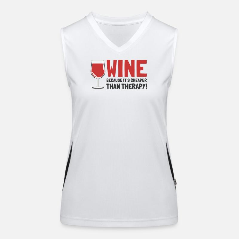Wine Because It's Cheaper Than Therapy - Dark Text Women's Functional Contrast Tank Top