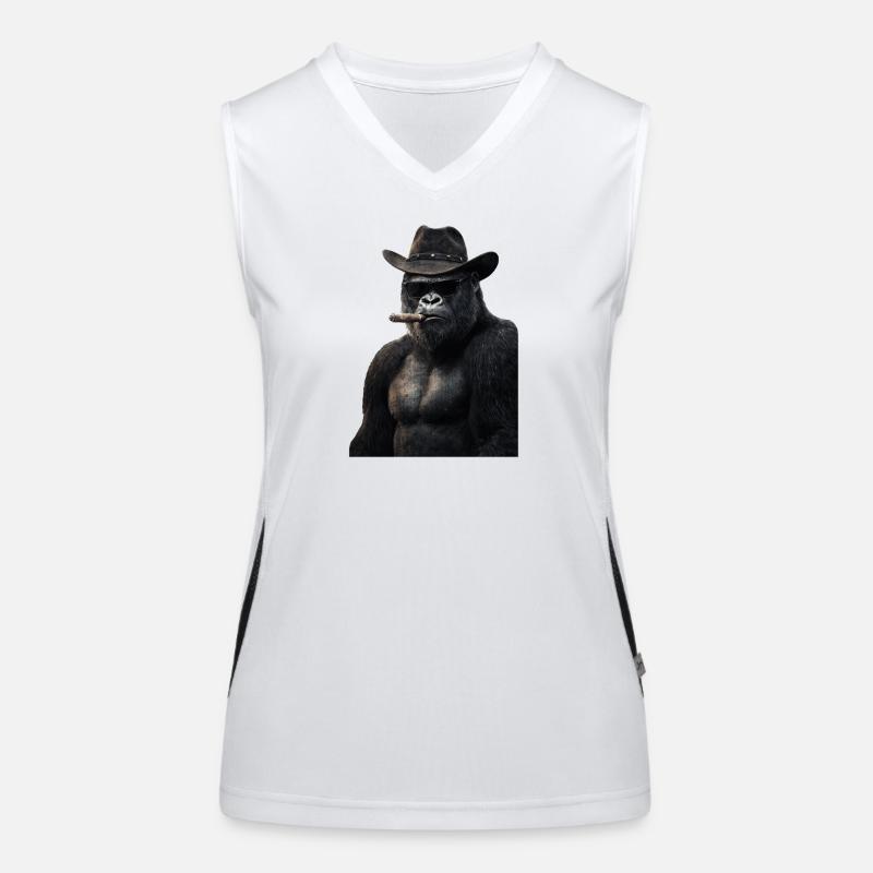 Gorilla mit Hut, Sonnenbrille und Zigarre Funktionelles Kontrast-Tank Top für Frauen