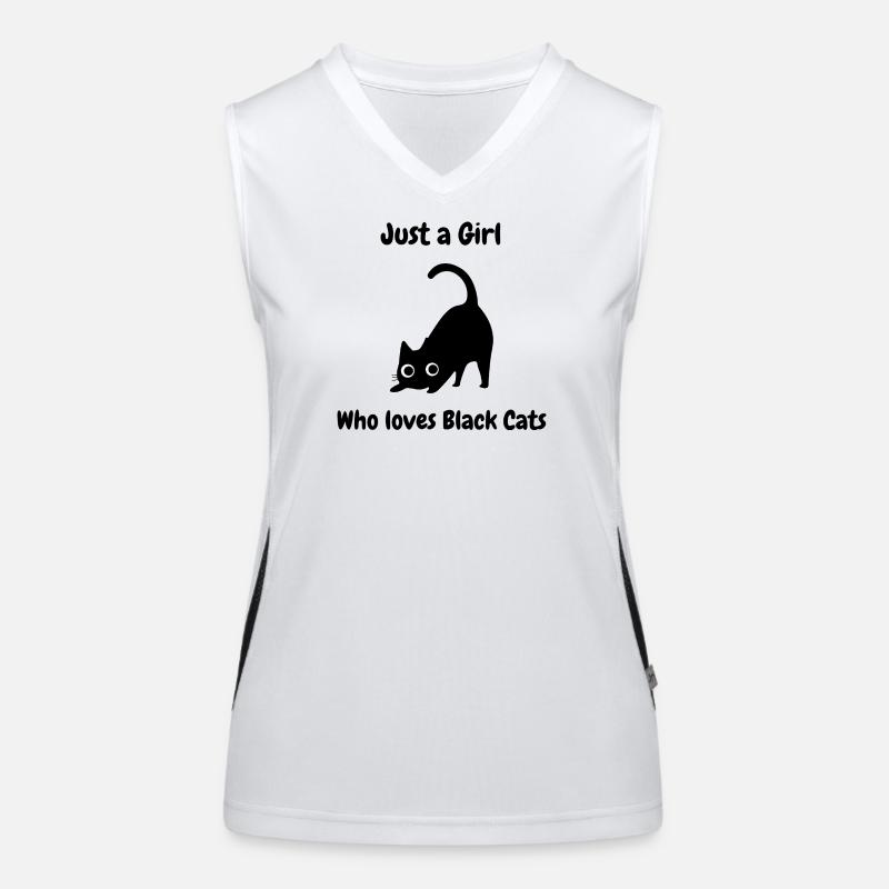 Einfach ein Mädchen, das Schwarze Katzen liebt Funktionelles Kontrast-Tank Top für Frauen