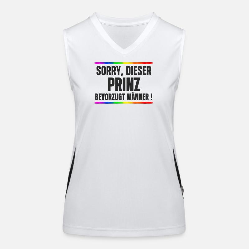 Prinz liebt Männer – Gay Pride, CSD Design Spruch Funktionelles Kontrast-Tank Top für Frauen
