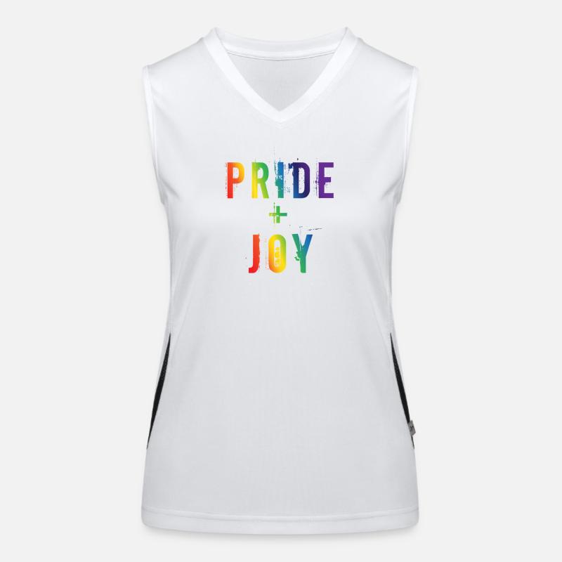 Conception typographique LGBTQ arc-en-ciel Pride Joy Débardeur respirant contrasté Femme