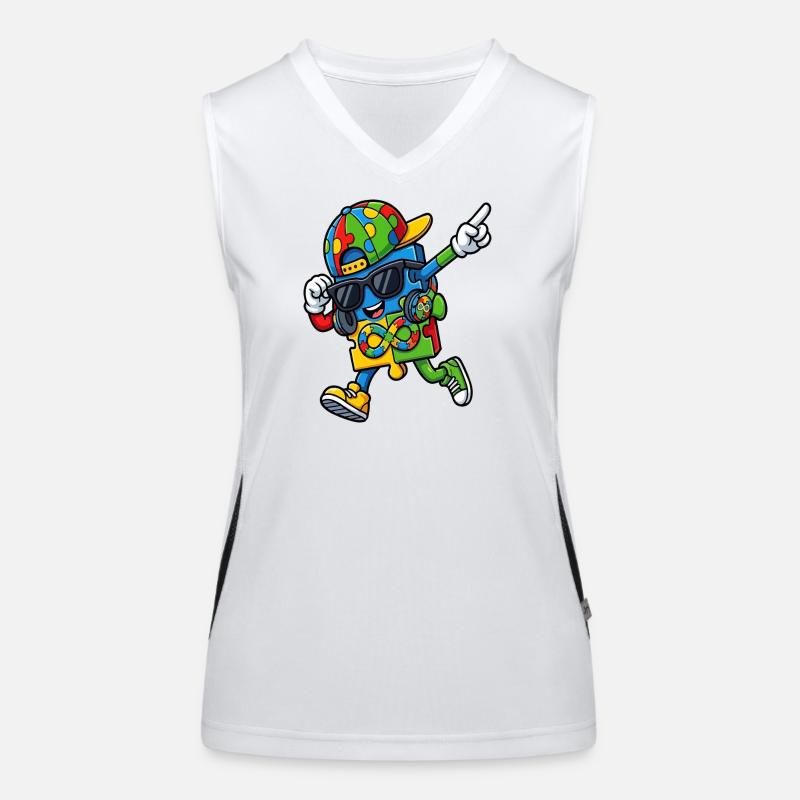 Rainbow Puzzle Mascot Women's Functional Contrast Tank Top