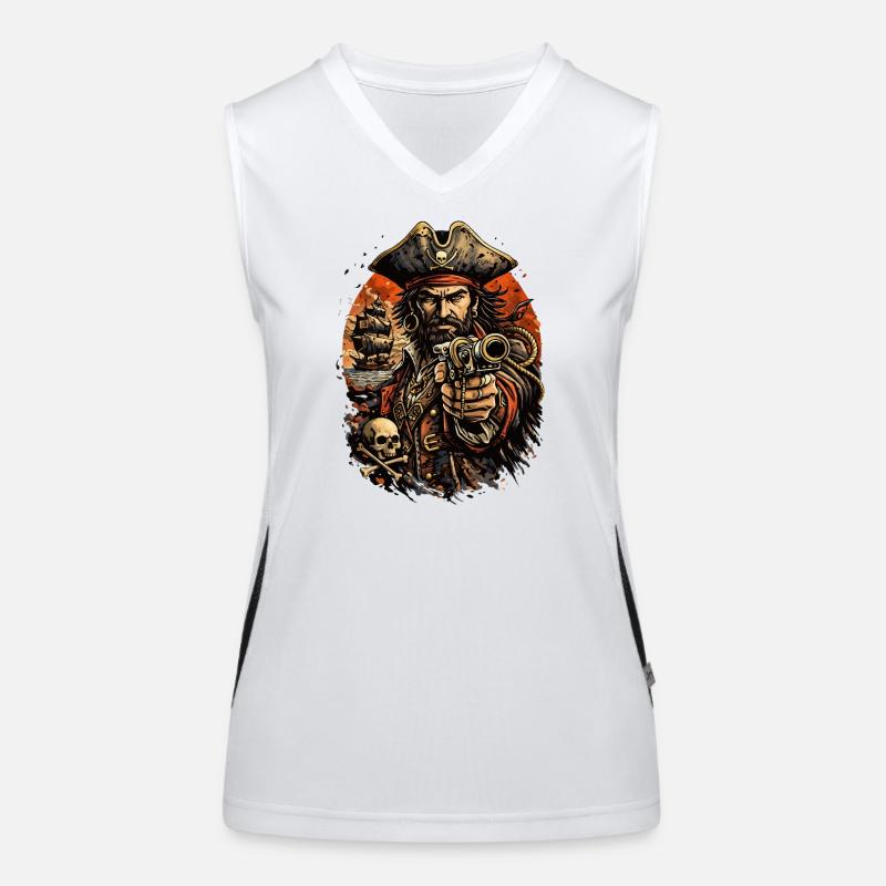 Captain Pirate with Cannon Women's Functional Contrast Tank Top