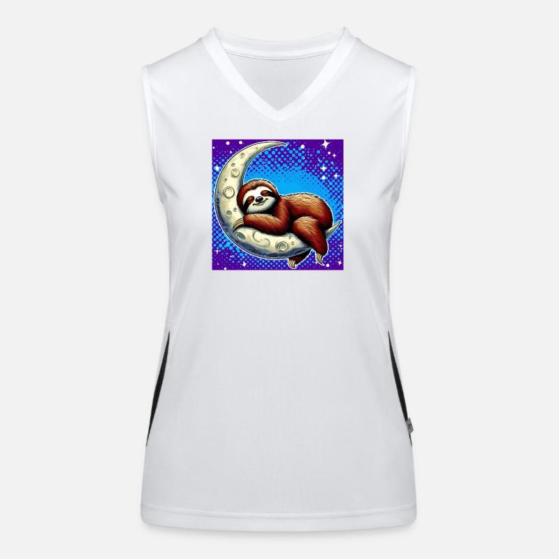 Sloth sleeps on the Moon Women's Functional Contrast Tank Top