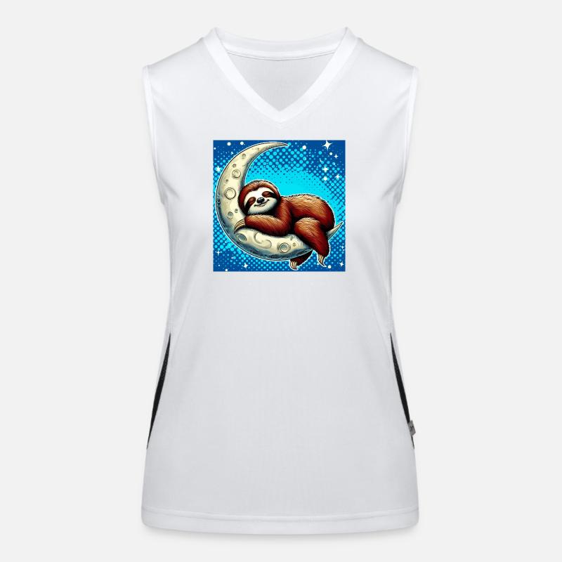 Sloth sleeps on the Moon Women's Functional Contrast Tank Top