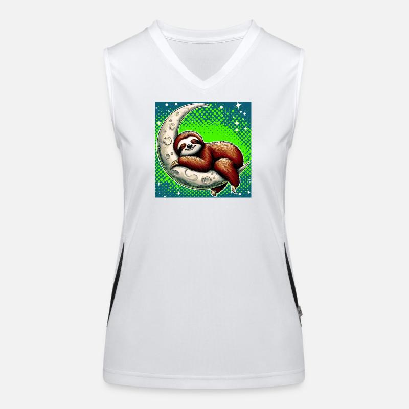 Sloth sleeps on the Moon Women's Functional Contrast Tank Top