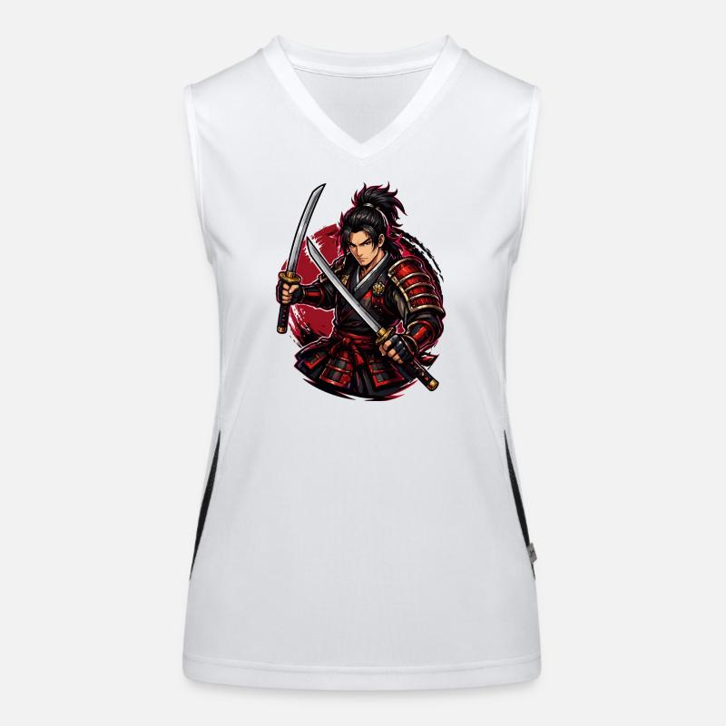 Samurai-Kämpfer in rotem Wirbel Funktionelles Kontrast-Tank Top für Frauen