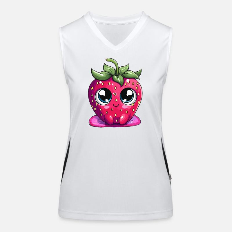 Kawaii Strawberry Face Face Face Women's Functional Contrast Tank Top