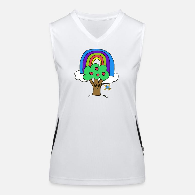 Baum Regenbogen Kind Vogel Märchen Funktionelles Kontrast-Tank Top für Frauen