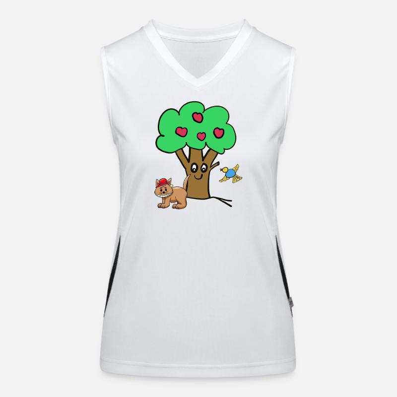 Apple Tree Cat Bird Kids Garden Nature Women's Functional Contrast Tank Top