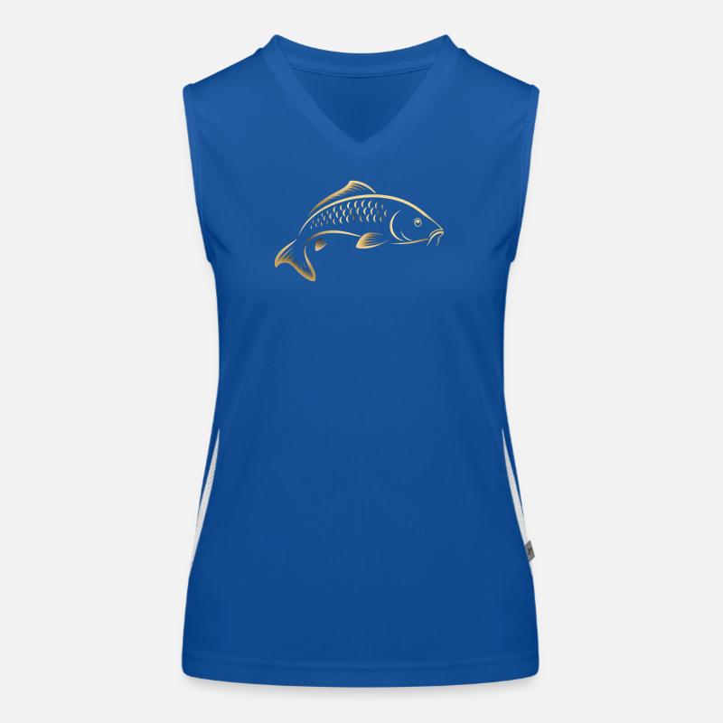 Graphisme minimaliste de pêche Carp Fish Débardeur respirant contrasté Femme