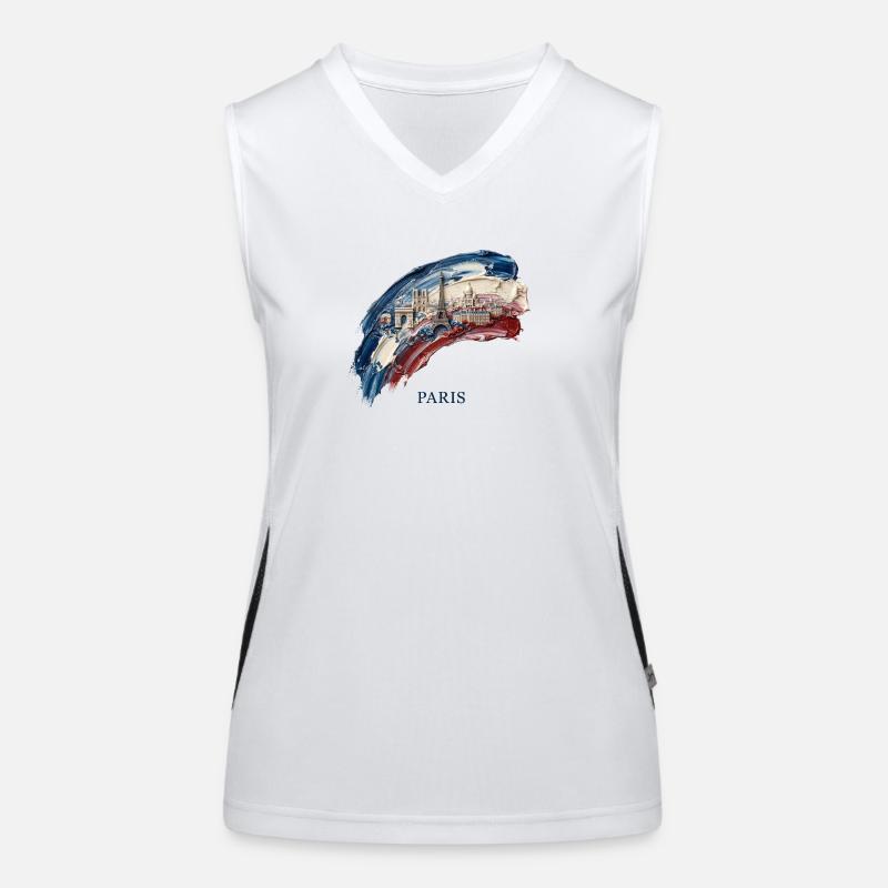 Paris Brushstroke Cityscape Flag Women's Functional Contrast Tank Top