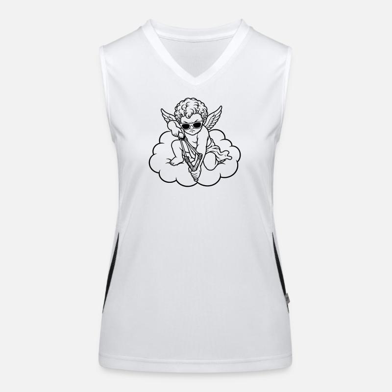 Wütender Cherub mit Steinschleuder Funktionelles Kontrast-Tank Top für Frauen