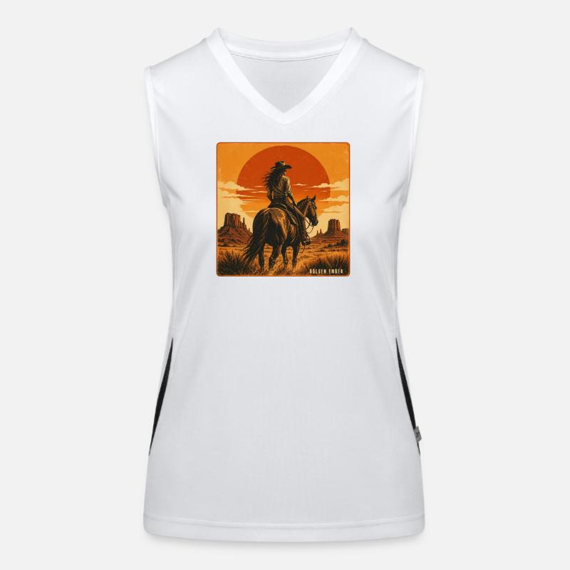 Coucher de soleil du Cheval Braise d’Or Débardeur respirant contrasté Femme
