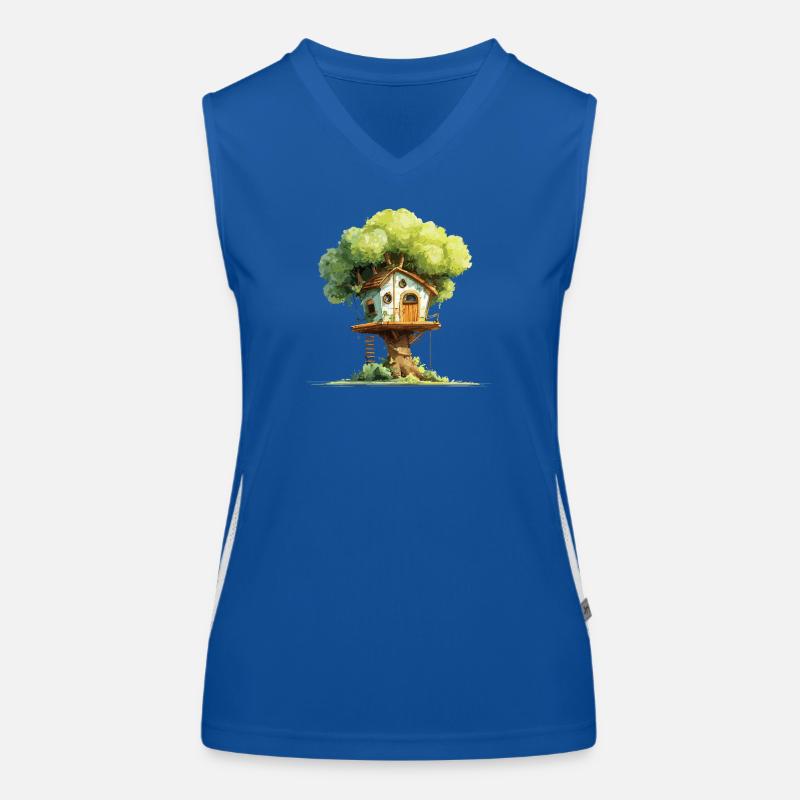 Baumhaus im Blätterdach Funktionelles Kontrast-Tank Top für Frauen