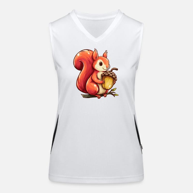 Cuddly squirrel with acorn Women's Functional Contrast Tank Top