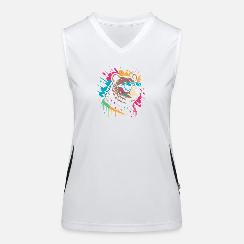 Pop-Art-Bär, buntes Glitzern Funktionelles Kontrast-Tank Top für Frauen