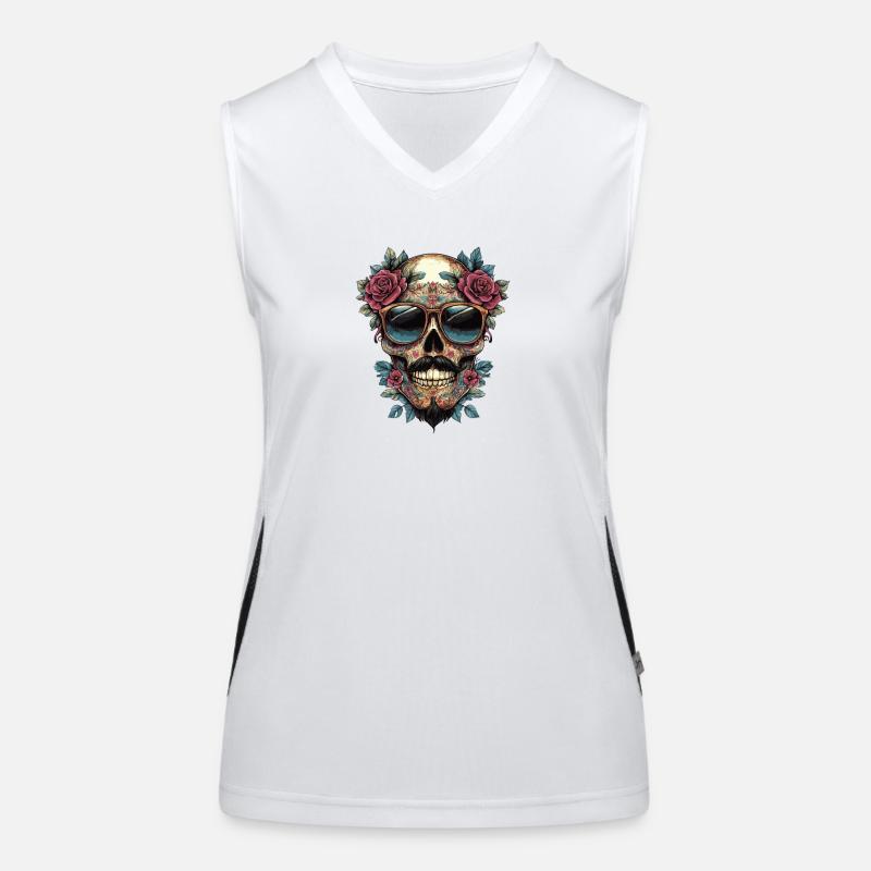 Skull Flowers Women's Functional Contrast Tank Top