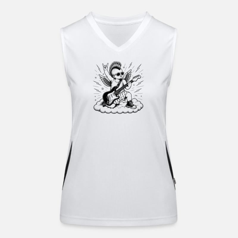 Punk Cherub mit E-Gitarre Funktionelles Kontrast-Tank Top für Frauen