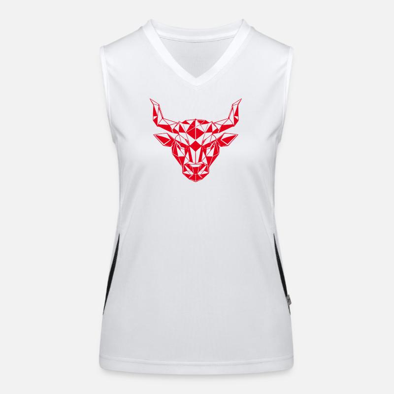 Roter Low-Poly Stierkopf Funktionelles Kontrast-Tank Top für Frauen