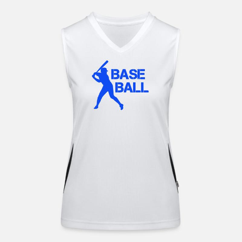 Baseball Silhouette in Blitzblau Funktionelles Kontrast-Tank Top für Frauen