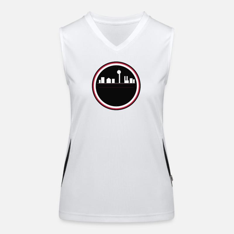 Schwarz-rote urbane Silhouette Funktionelles Kontrast-Tank Top für Frauen