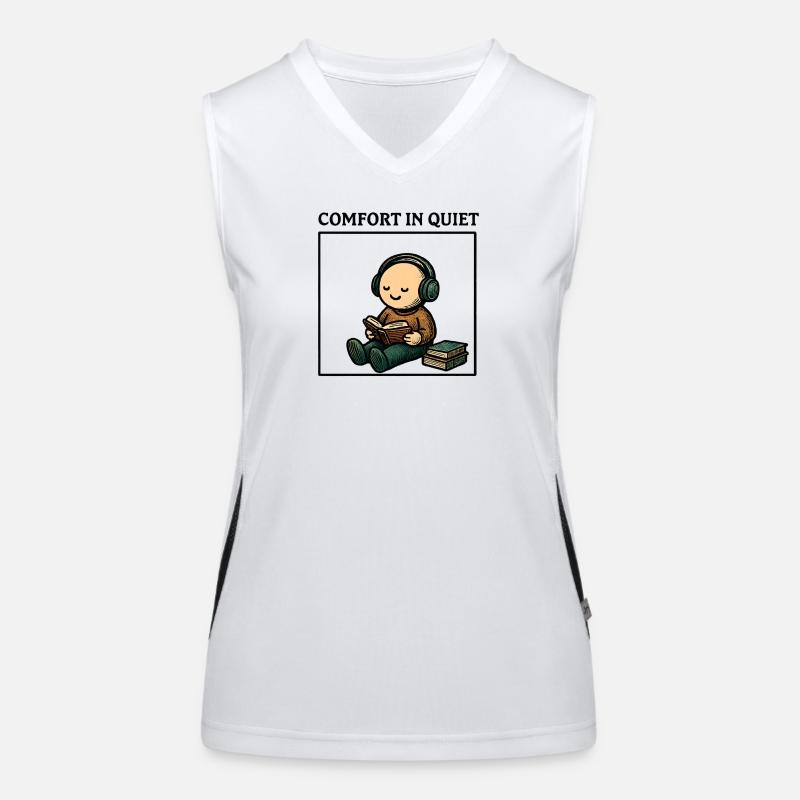 Silence while reading with headphones Women's Functional Contrast Tank Top