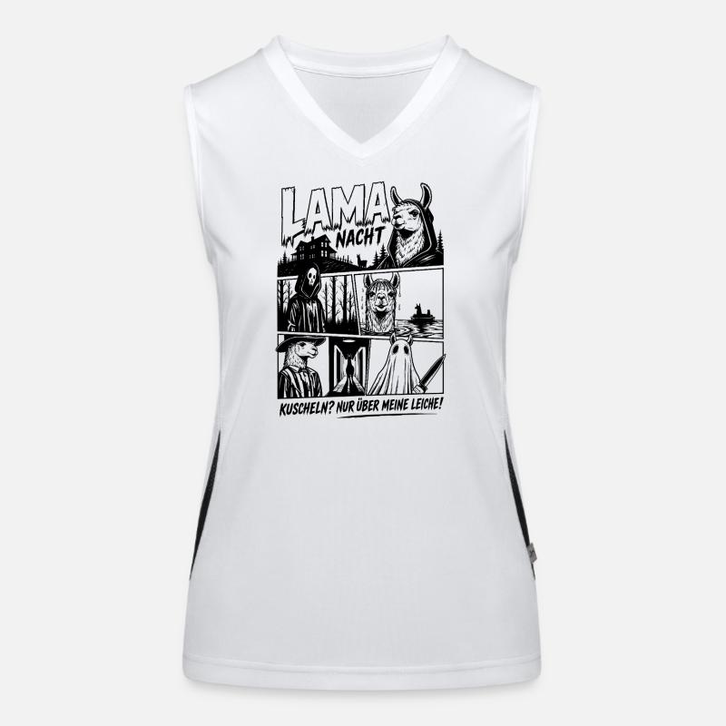Lama Horror Szene Comic Grusel Design Funktionelles Kontrast-Tank Top für Frauen