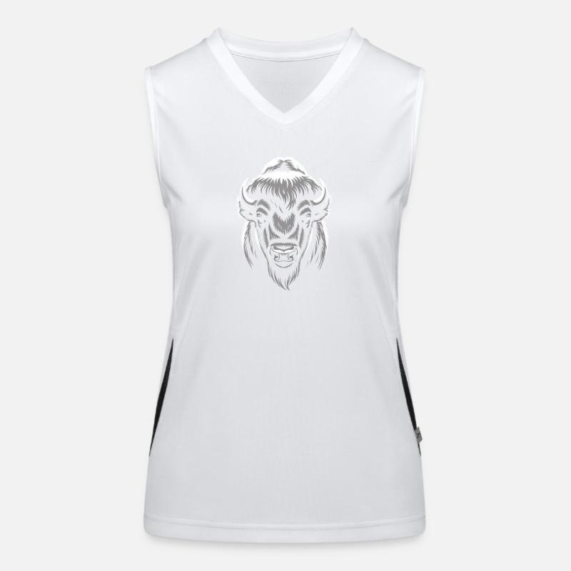 Gray bison head Women's Functional Contrast Tank Top