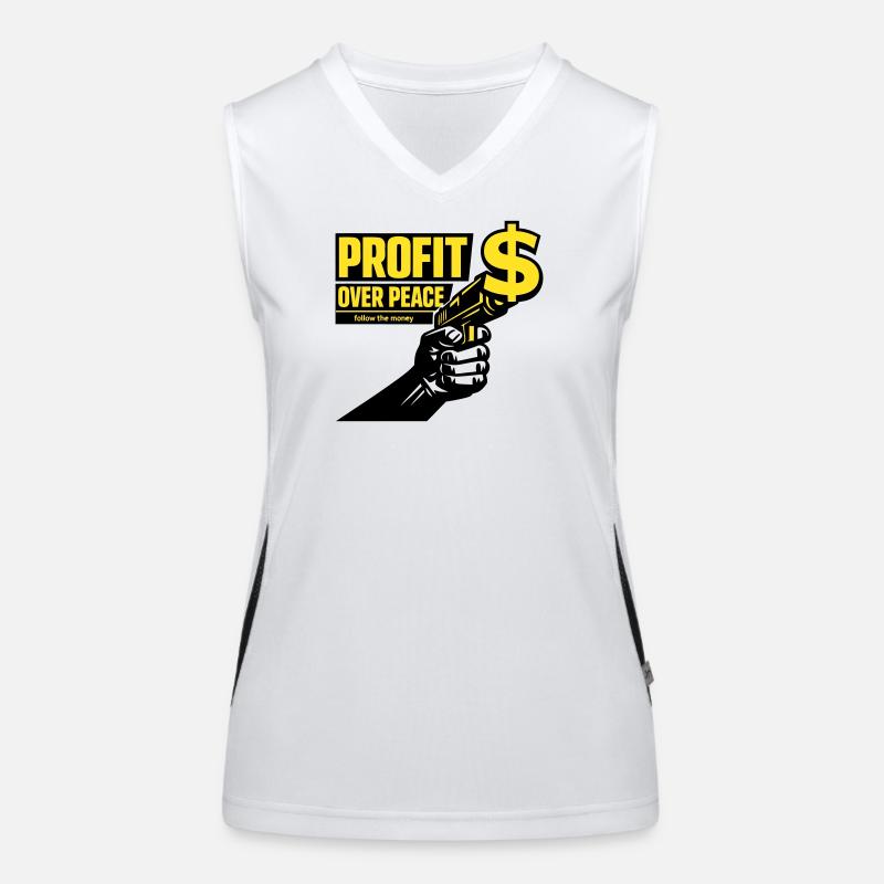 Profit Over Peace Satire Women's Functional Contrast Tank Top