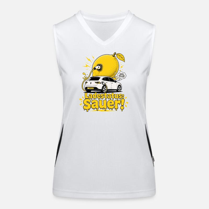 Ladestatus Sauer, E Auto Satire. Funktionelles Kontrast-Tank Top für Frauen