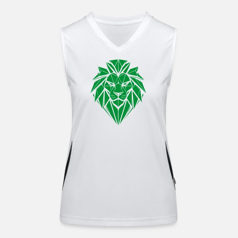 Geometric Green Lion Head Women's Functional Contrast Tank Top