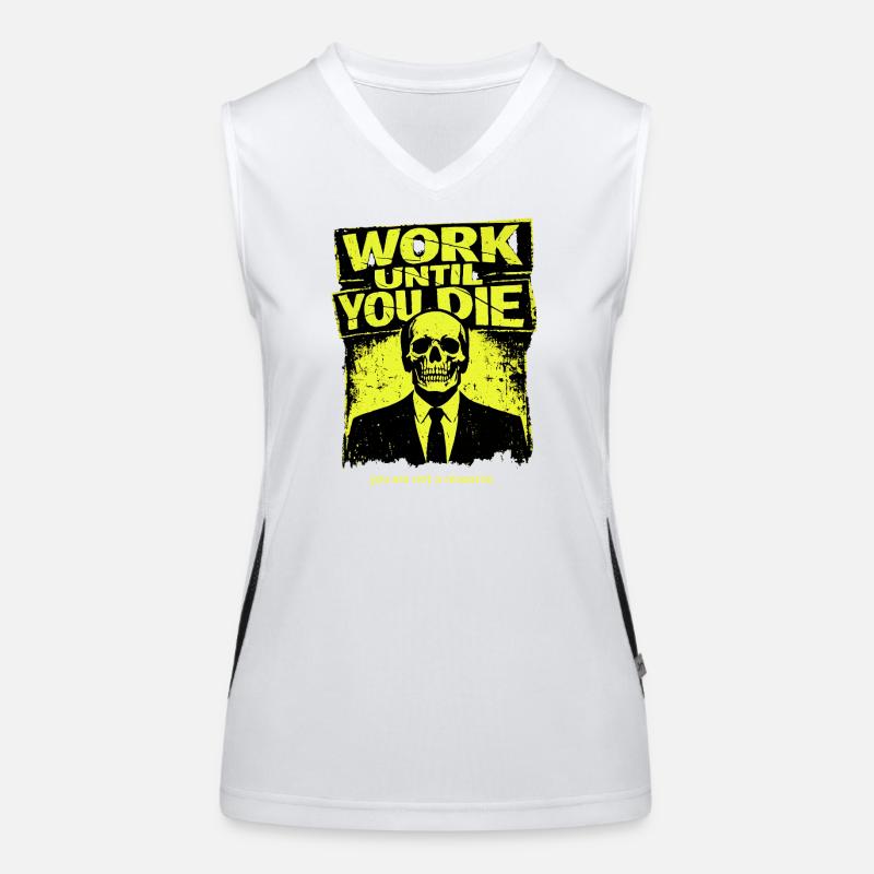 Work Till Death Skull Women's Functional Contrast Tank Top