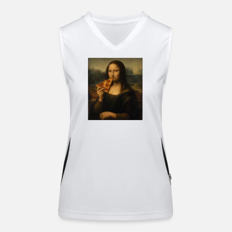 Mona Pizza Leonardo Da Vinci Pizza drôle Mona Li Débardeur respirant contrasté Femme