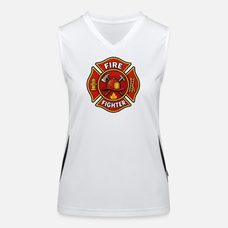 Firefighter Helmet Emblem with Axe Women's Functional Contrast Tank Top
